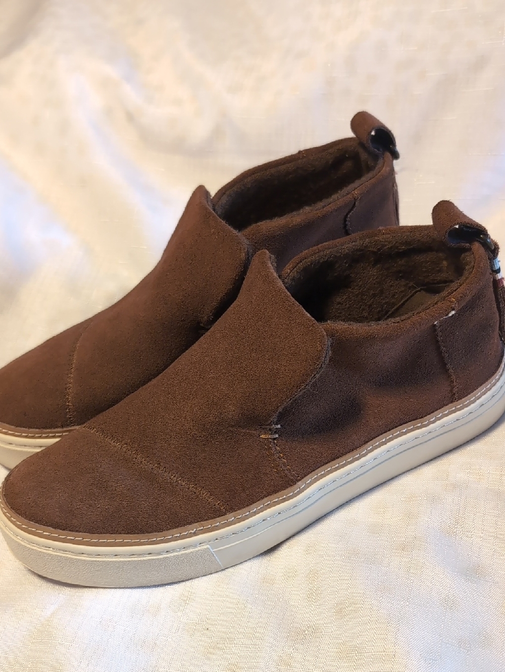 Toms Brown Suede Slip-On Loafers with Cream Sole
